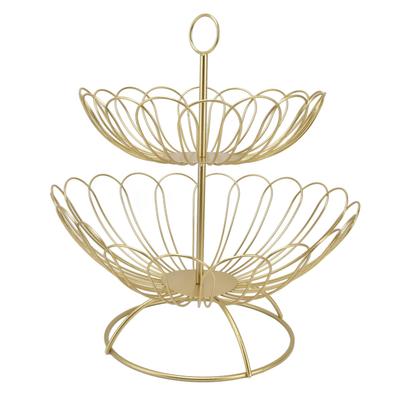 Bol de Fructe cu 2 Nivele Design Modern Nordic Geometric Detasabil Coș de Fructe Auriu pentru Decorarea Casei