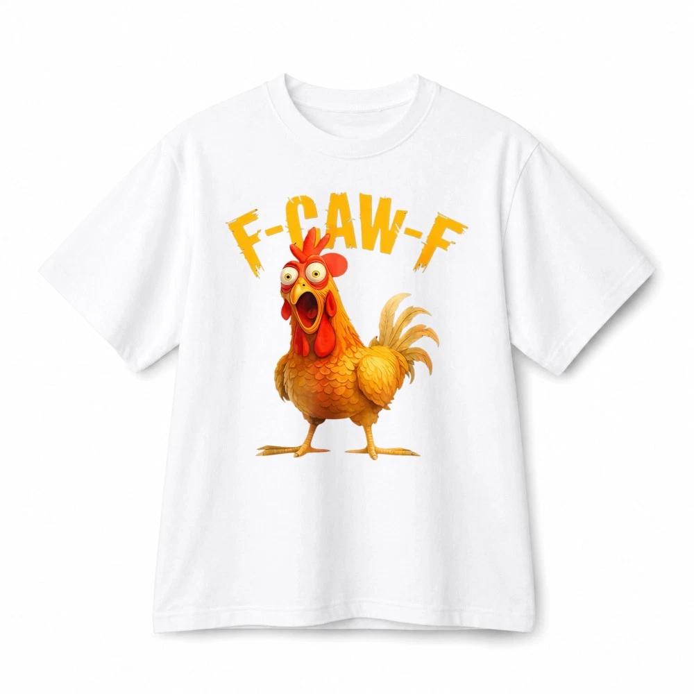 F‑CAW‑F Funny Screaming Rooster Casual Retro Graphic Cotton T‑Shirt Unisex M