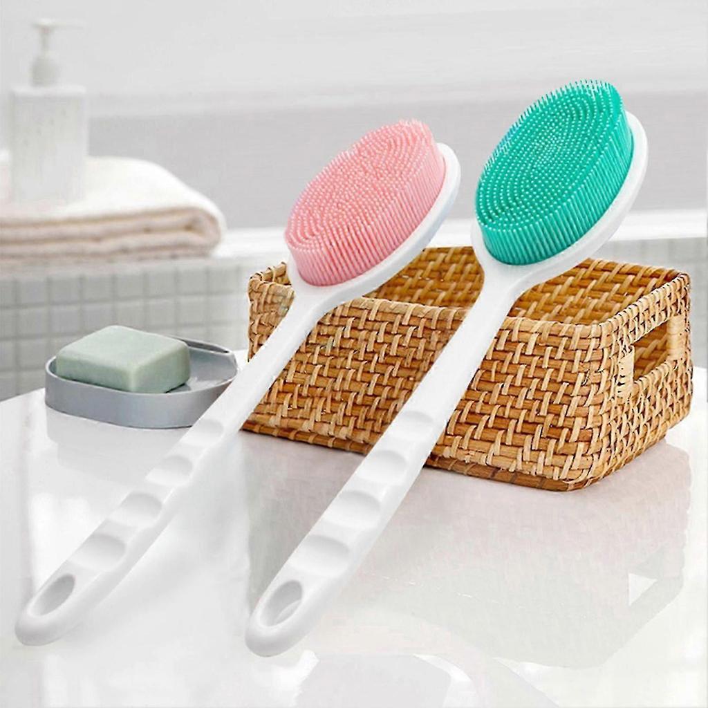 Silicone Body Scrubber Exfoliator with Handle Gentle Back Bath Brush Deep Cleansing Bath Brush Promote Blood Circulation Shower Loofah for Shower
