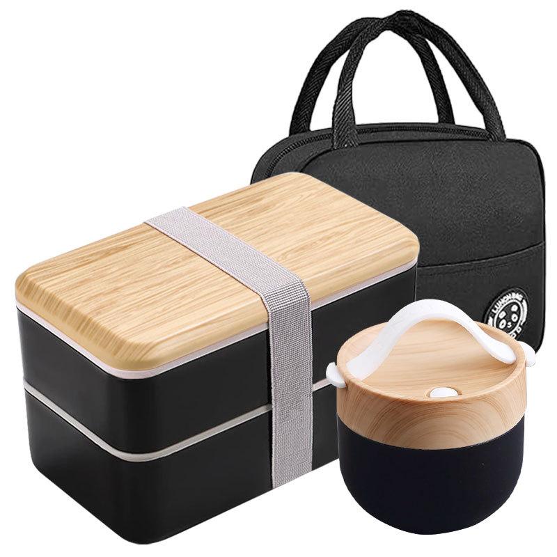 

Square Lunch Box Microwave-safe Portable Double-layer Lunch Box Student Partition Lunch Box Outdoor Lunch Box One Size
