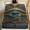 1PC Custom Name Golden Egyptian Pharaoh Patterned Flannel Blanket Suitable For All Seasons for Home Decor Warmth and Comfort Gifts Holiday Present_lx