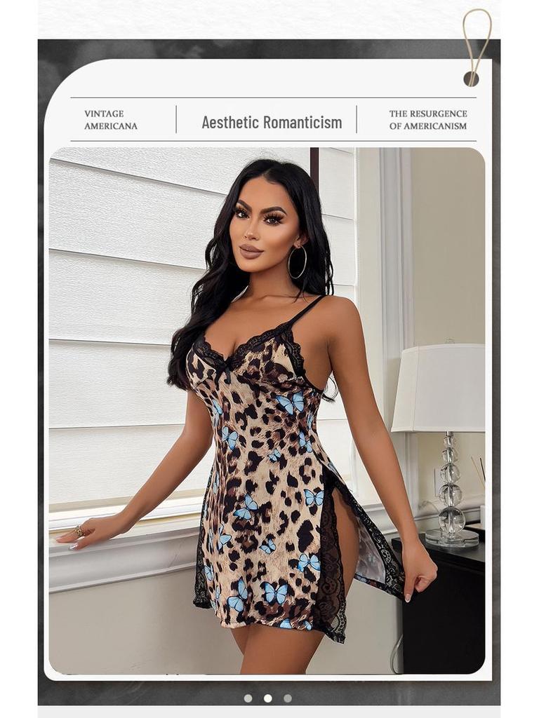 Plus Size Modal Leopard Print Camisole Nightgown - Sexy and Comfortable Women's Homewear