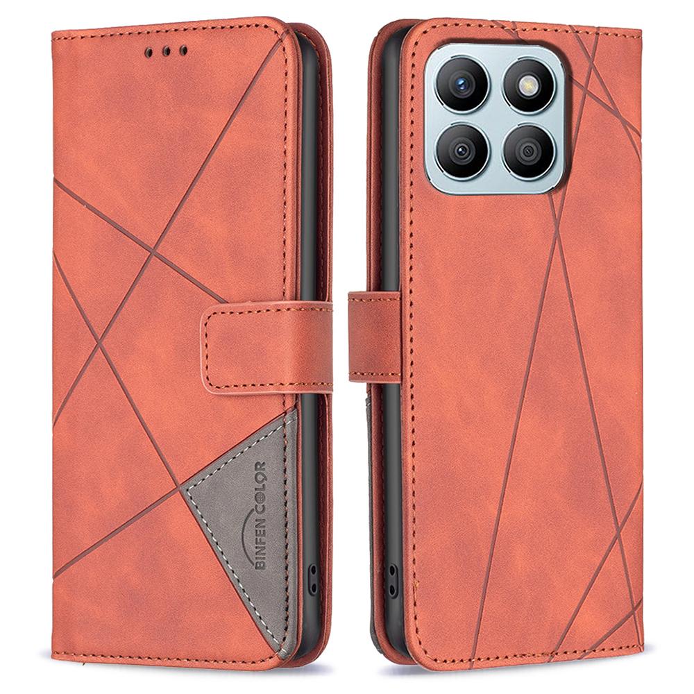 For Honor X8b 4G Phone Cases Wallet Stand Geometry Imprint Leather Cover