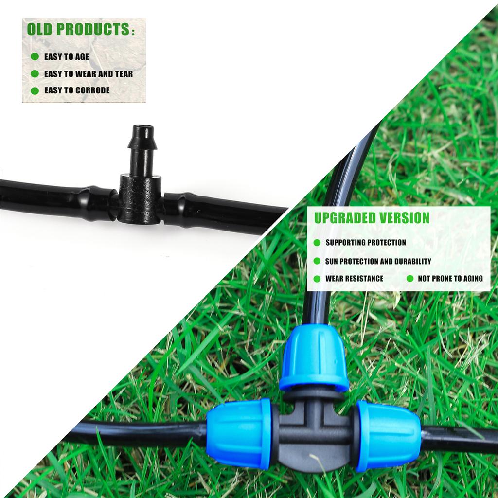 1/4" Hose Water Tube Connector Tee End Plug Blue Joint 6mm Nozzle Coupling Garden Micro-Irrigation Adapter Watering Pipe Fitting