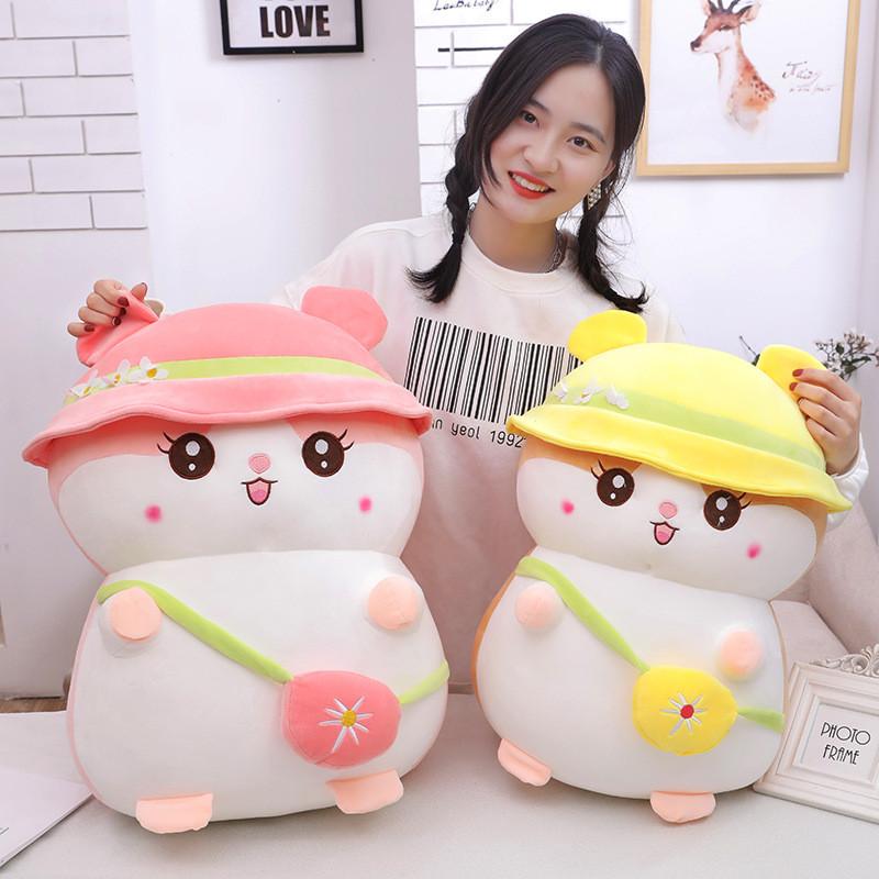 Cute Hamster Plush Toy With Hoodie Large Sleep Pillow For Kids And Girls