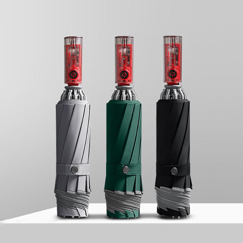 Автоматический складной обратный зонт для мужчин ветрозащитный корпоративный зонт — фото 3