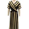 European & American V-Neck Ruffle Swing Dress - Women's Short Sleeve Summer