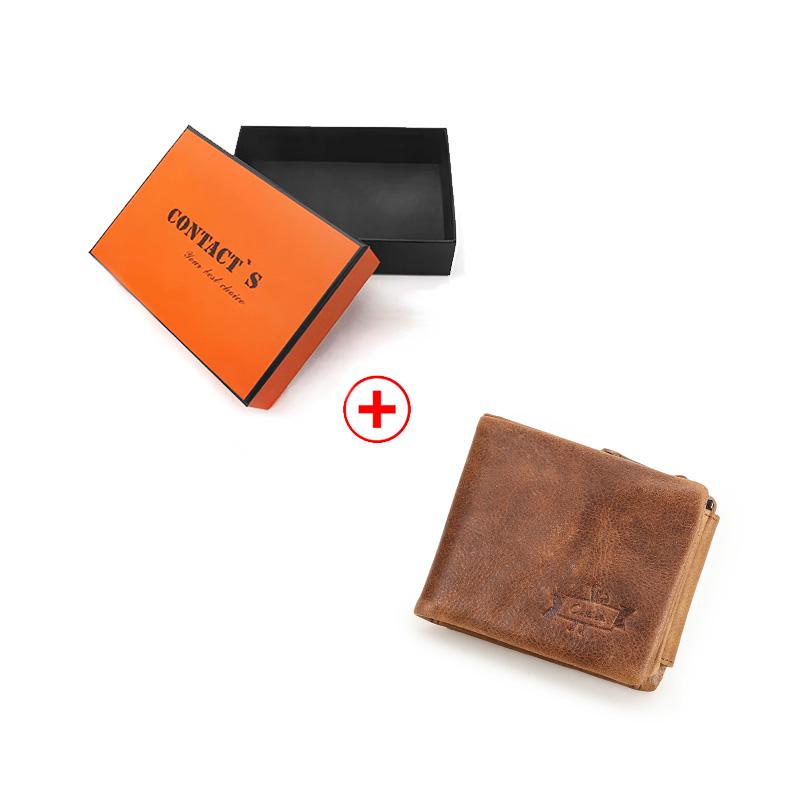 CONTACT'S Retro Genuine Leather Wallets Men Slim Photo Card Holder Tribe Money Bag Women Daily Travel Gift Coin Purses
