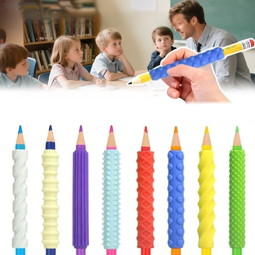4 pcs Textured Handwriting Pen Cover Silicone Pencil Sleeves Relax Pencil Grips Handwriting