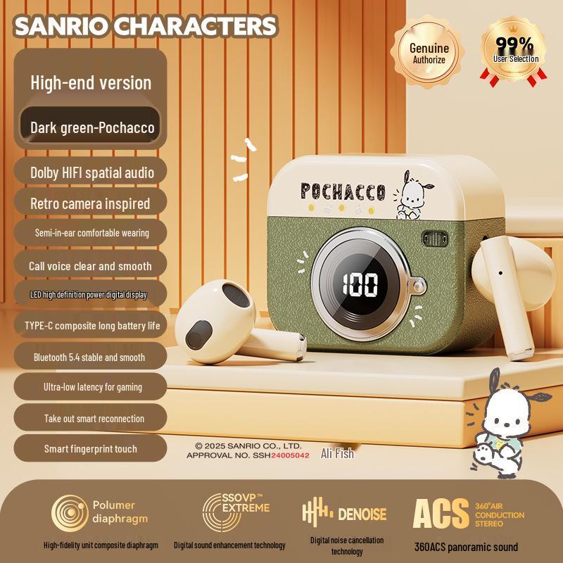 

Sanrio Hello Kitty Wireless Noise-Cancelling Earbuds: Cute Semi-In-Ear Bluetooth Headphones for All