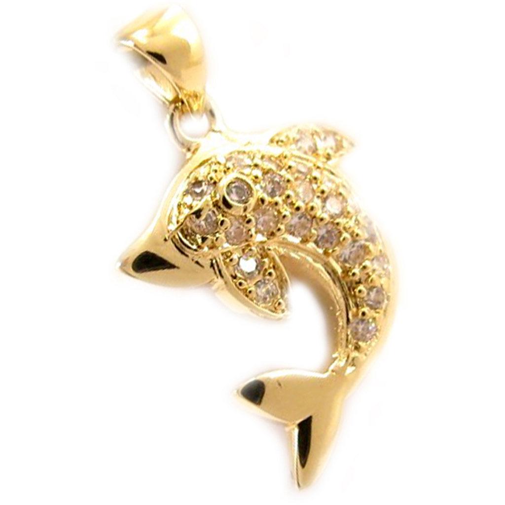 Les Trésors De Lily [L4387] - Gold Plated Pendant 'Dolphins' White Gold - 15x15 Mm