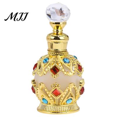 Decorative Perfume Bottle 15ML Vintage Luxury Refillable Bottle, Essential Oil & Fragrance Glass Dubai Arabian Style Empty Container for Travel