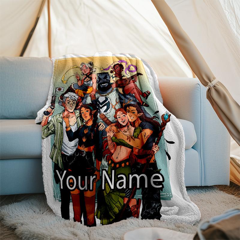 Custom Name Vox Machina Theme Printed Blanket - Perfect for Couch, Bed, Travel & Outdoor Use | Machine Washable, Cozy & Durable.