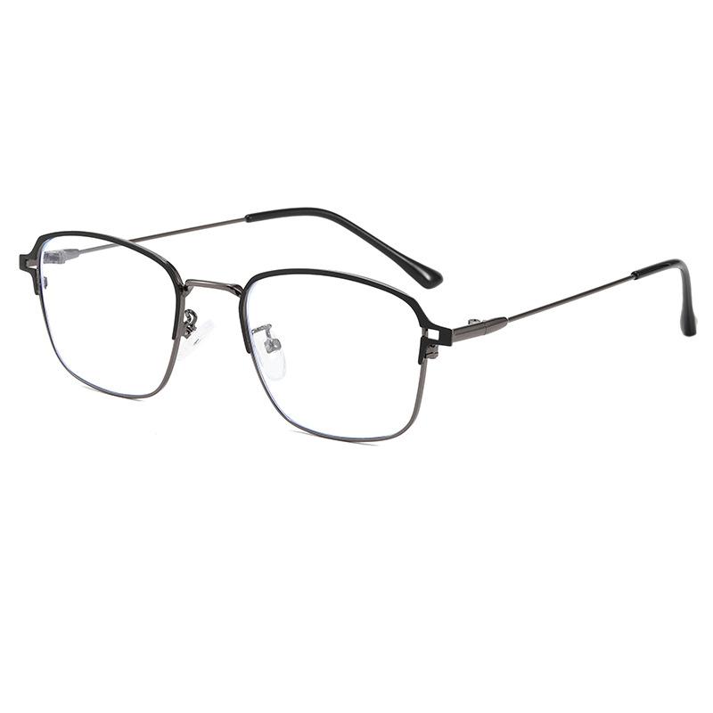 Half-Frame Metal Glasses, Vintage Blue Light Blocking Flat Lenses, Men And Women Can Use Myopia Frames