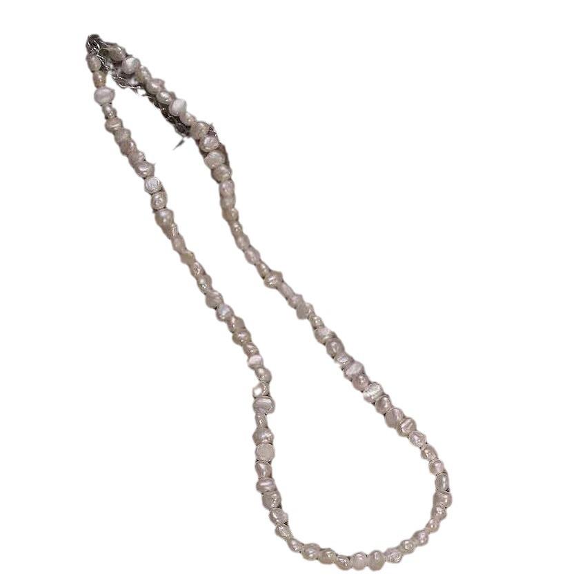 Double Stacked Baroque Collarbone Chain Pendant Niche Light Luxury High Sense Zhuji Natural Freshwater Pearl Necklace Women
