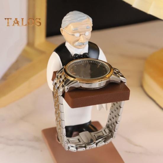 Old Butler Watch Stand Jewelry Shop Watch Display Holder Elderly Man Simulation Model Smooth Surface Watch Organizer Home Office Desktop Ornament