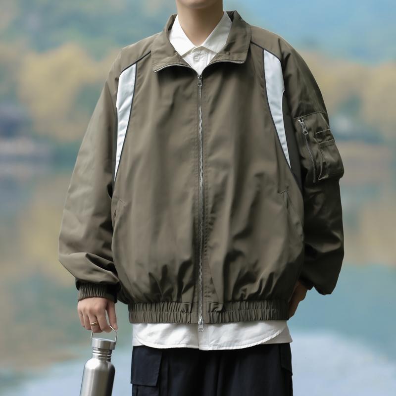 Japanese Men's Y2k Tracksuit Grey Blazer Bomber Varsity Jacket Coat Streetwear Pilot For Men Korean Clothes Style 2023 Techwear