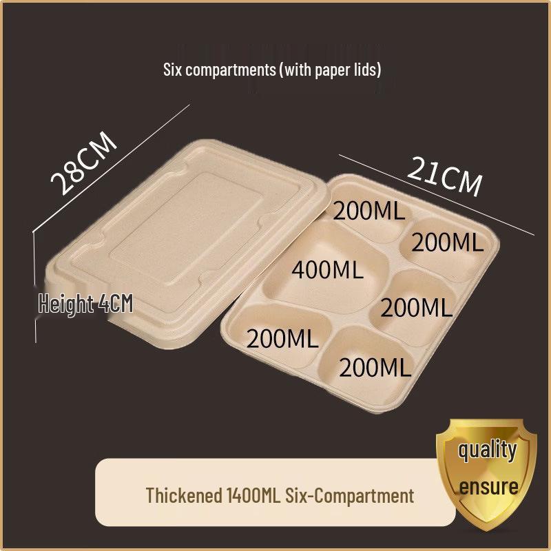 

Disposable 6-Compartment Pulp Food Container