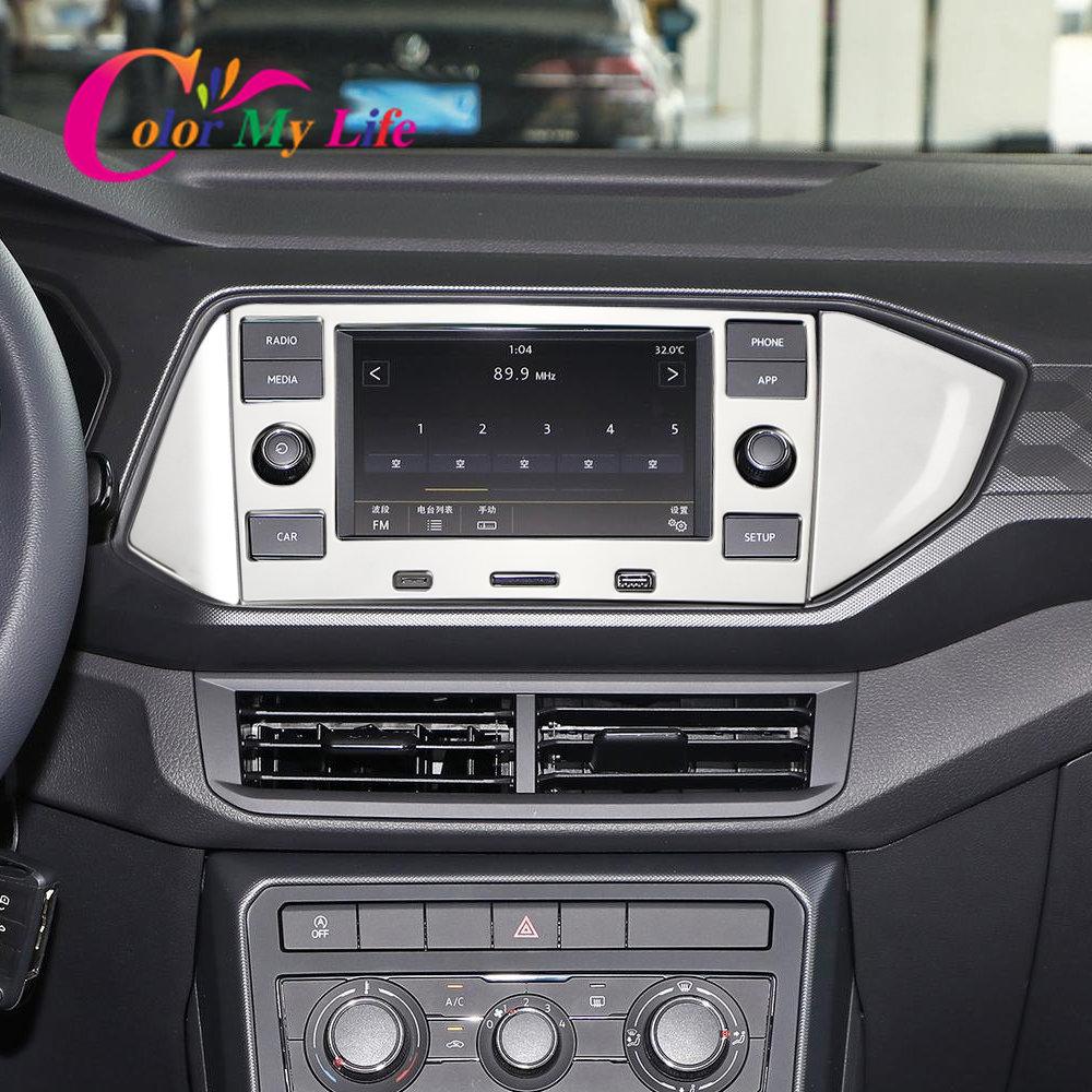 Car Navigation Panel Cover for VW T-Cross 2018-2023 Console Display Frame Center Sequins Stickers for Volkswagen