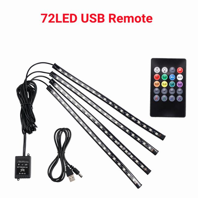 LED-Auto-Fuß-Umgebungslicht mit USB-Neon-Stimmungsbeleuchtung, Hintergrundbeleuchtung, Musiksteuerung, App, RGB, dekorative Atmosphäre im Auto-Innenraum