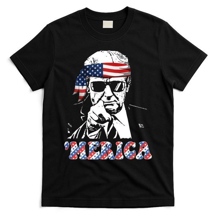 Merica Trump 4th Of July American Flag Festive T-Shirt Unisex