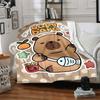 1pc Capybara Print Blanket, Lightweight Flannel Throw For Sofa, Bed, Travel, Camping, Livingroom, Office, Couch, Chair