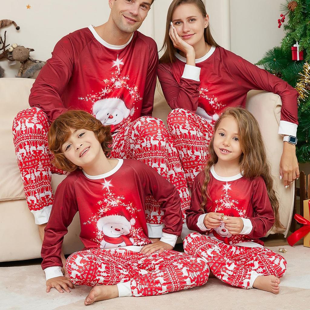 Christmas Parent Child Family Set Home Furnishings Christmas Pajamas Two Piece Set