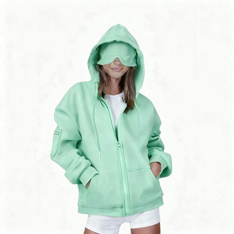 New Solid-color Loose Hooded Zipper Cardigan Hoodie for Autumn and Winter