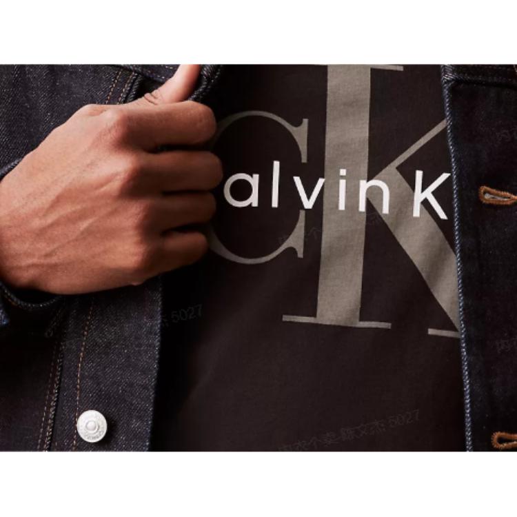 Calvin Klein Color Block Letter Print Comfortable Short Sleeve T-Shirt Men Tops Black 40QP894-001