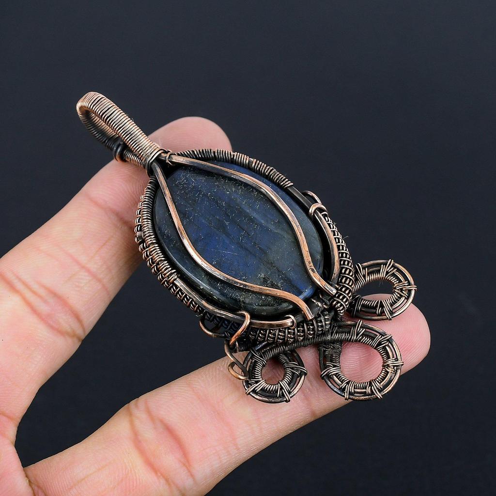 Tree Of Life Labradorite Pendant, Handmade Gemstone, 999 Copper Wire Wrapped Pendant Antique Jewelry, For Gift Silver Jewelry
