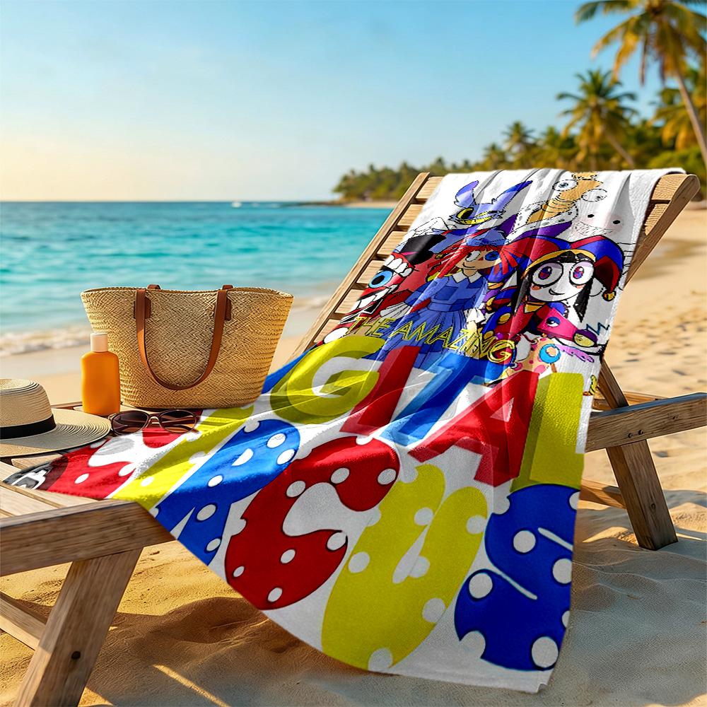 Digital Circus Beach Towel High Absorbency & Quick-Dry Comfortable Lightweight