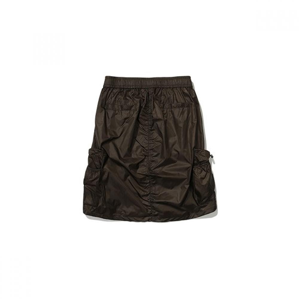Women Cargo Midi Skirt  Brown    Shirring