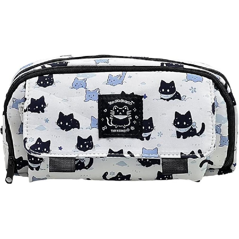 Animal Cat Big Pencil Case - Stationery Bag, Cosmetic Bag, Office Supplies Pen Bag, Aesthetic Pencil Pouch, Makeup Pouch for Women Cat pencil case