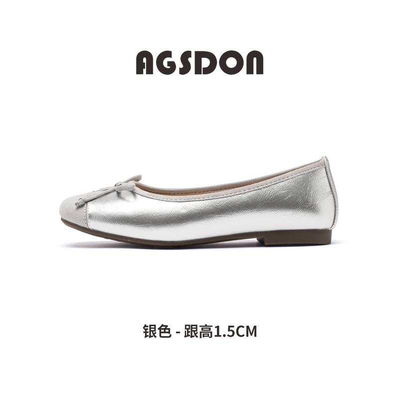 Silver flat Mary Jane single shoes new summer beanie shoes bow French single shoes 34 7780₽