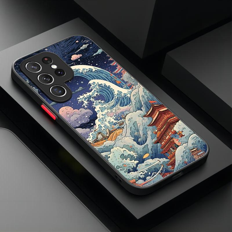 Ukiyo-e Samurai Sea Wave Matte Case for Samsung Galaxy S26 Edge S25 S24 S23 Ultra S22 Pro S21 Plus FE A07 4G A17 A37 A57 Cover
