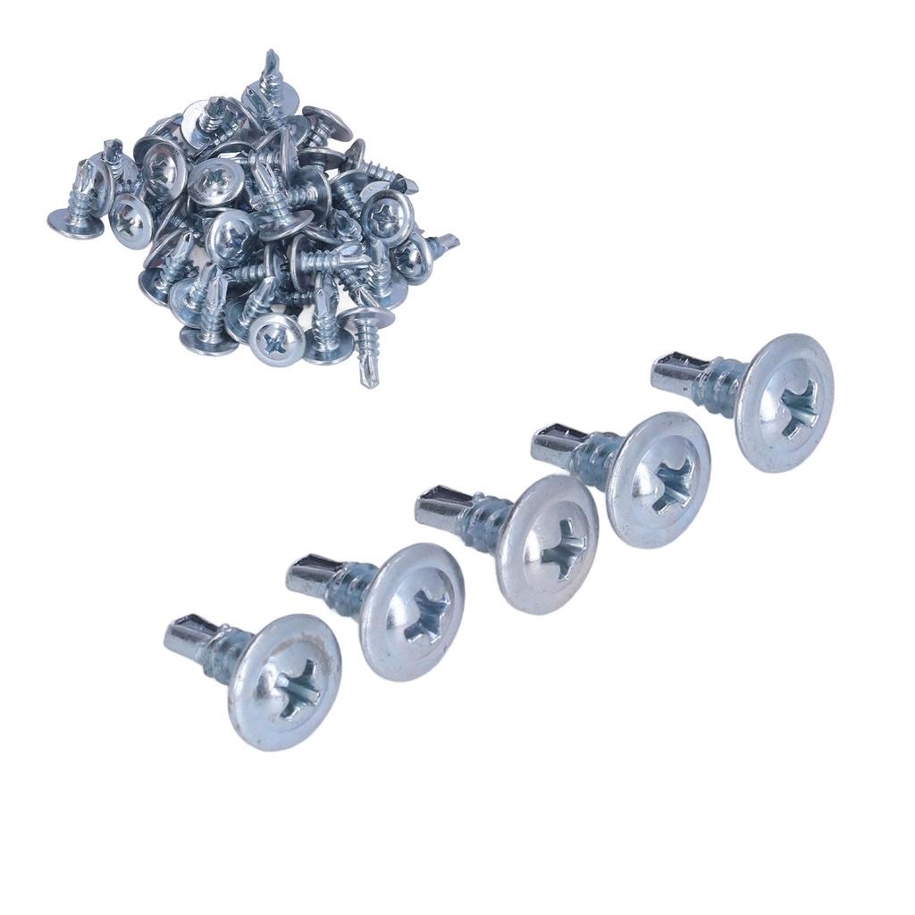 50PCS Round Head Drill Screw Set Carbon Steel Galvanized Self Drilling Screws 4.2x13mm Washer