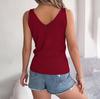 Women Sleeveless V Neck Tees Solid Color T Shirt Ladies Tee Shirt Street Knitwear Wear Top KTB