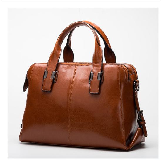 

European and American Fashion Genuine Leather Women s Handbag Large Bag 2025 New Simple Cowhide Crossbody Bag Guangzhou Wholesale коричневий