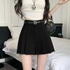 2024 Women's Summer High-Waisted Gray A-Line Skort: Slim, Loose, Pleated Shorts Skirt, Wide-Leg Design