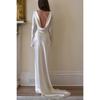 Women's Sexy Backless Mermaid Maxi Dress, Solid Color Round Neck Slim Fit Evening Gown for European American