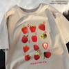 12 Types Strawberry Printing Cotton Tshirts Unisex Unisex Summer Fashion Harajuku Loose Cute Couple Round Neck Tees Kawaii Clothes