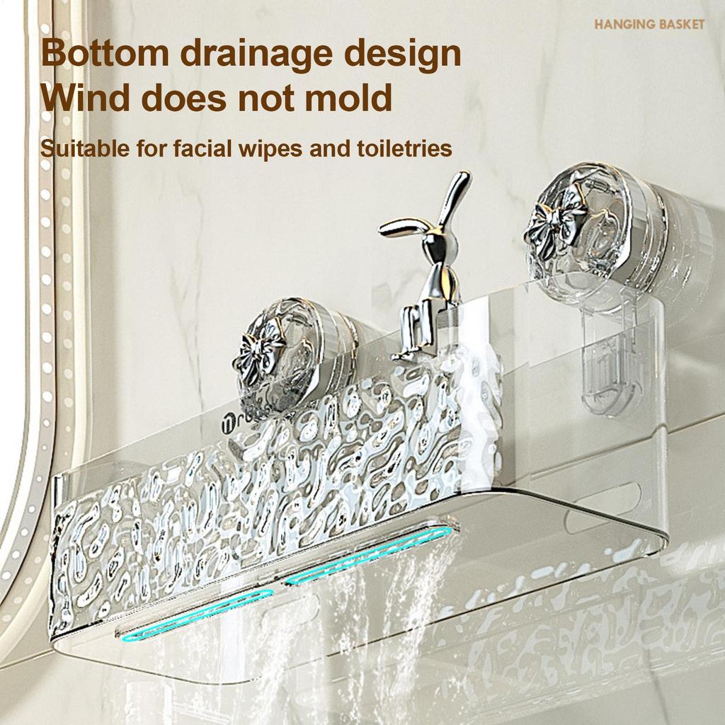 Shower Shelf Suction Cup Large Capacity Quick-Drain Suction Cup Storage Rack For Bathroom For Shampoo Soap Toothbrush