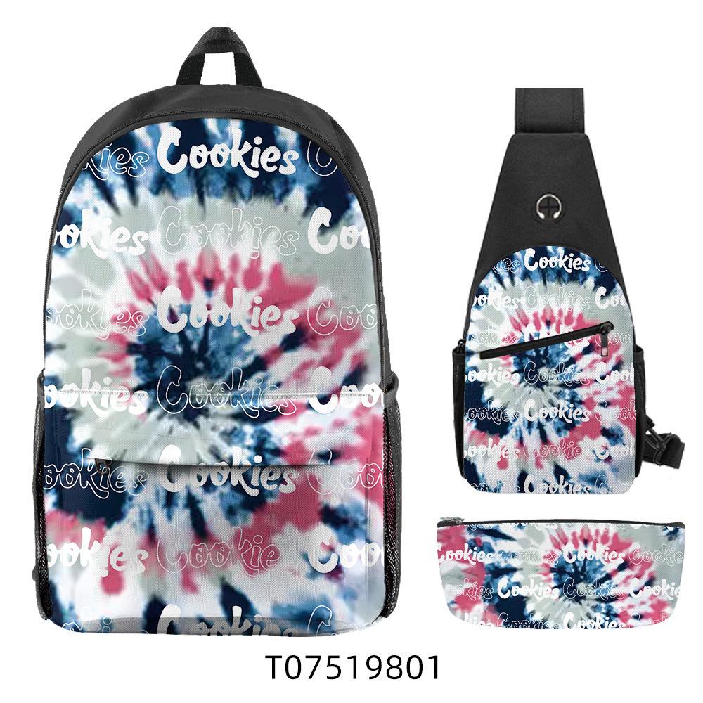 Popular Cook Tie-Dye 3D Backpack Waterproof Large Capacity Backpack Three-Piece Set Three-piece backpack set