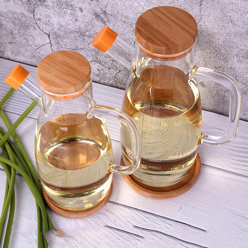 650-1000ml Transparent Glass Bottles Oil Dispenser High and Low Temperature Resistance Bottle for Kitchen Spices Containing Jars