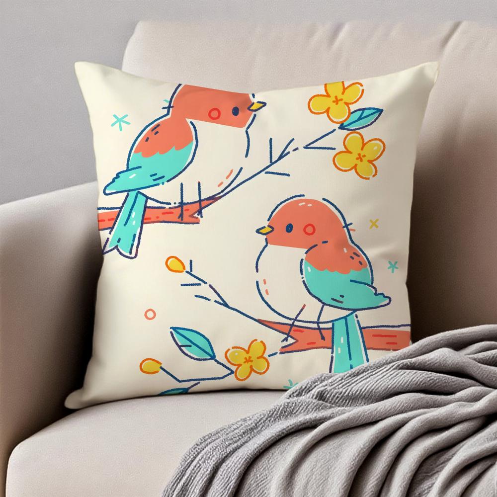 Countrystyle Adorable Animal Illustrations Cushion Cover Pillowcase Antidustmite Invisible Zipper Short Plush Sofa Cushion