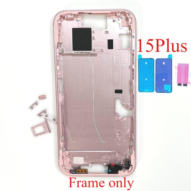 For iPhone 15 Plus Middle Frame Bezel Housing Side Button Chassis Repair Replacement Parts