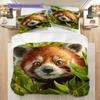 Set Copripiumino Trapuntato con Fantasia Panda Rosso Federa Decorazione per la Casa Regalo di Compleanno (1 * copripiumino + 2 * federa, senza nucleo)