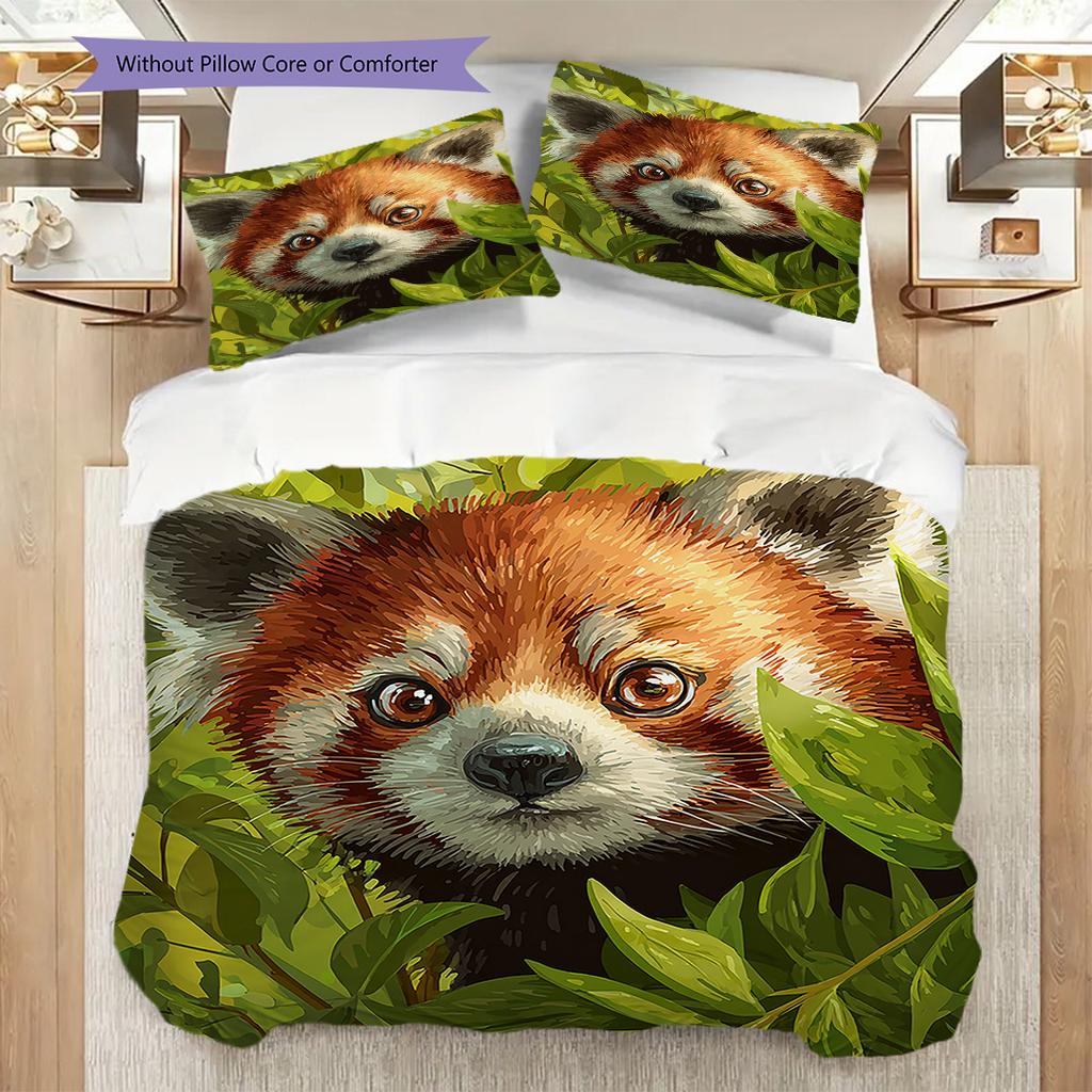 Set Copripiumino Trapuntato con Fantasia Panda Rosso Federa Decorazione per la Casa Regalo di Compleanno (1 * copripiumino + 2 * federa, senza nucleo)
