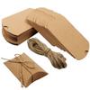 Scatola Portaconfetti a Forma di Cuscino in Carta Kraft Retro Europea con Corda di Canapa per Matrimonio e Natale