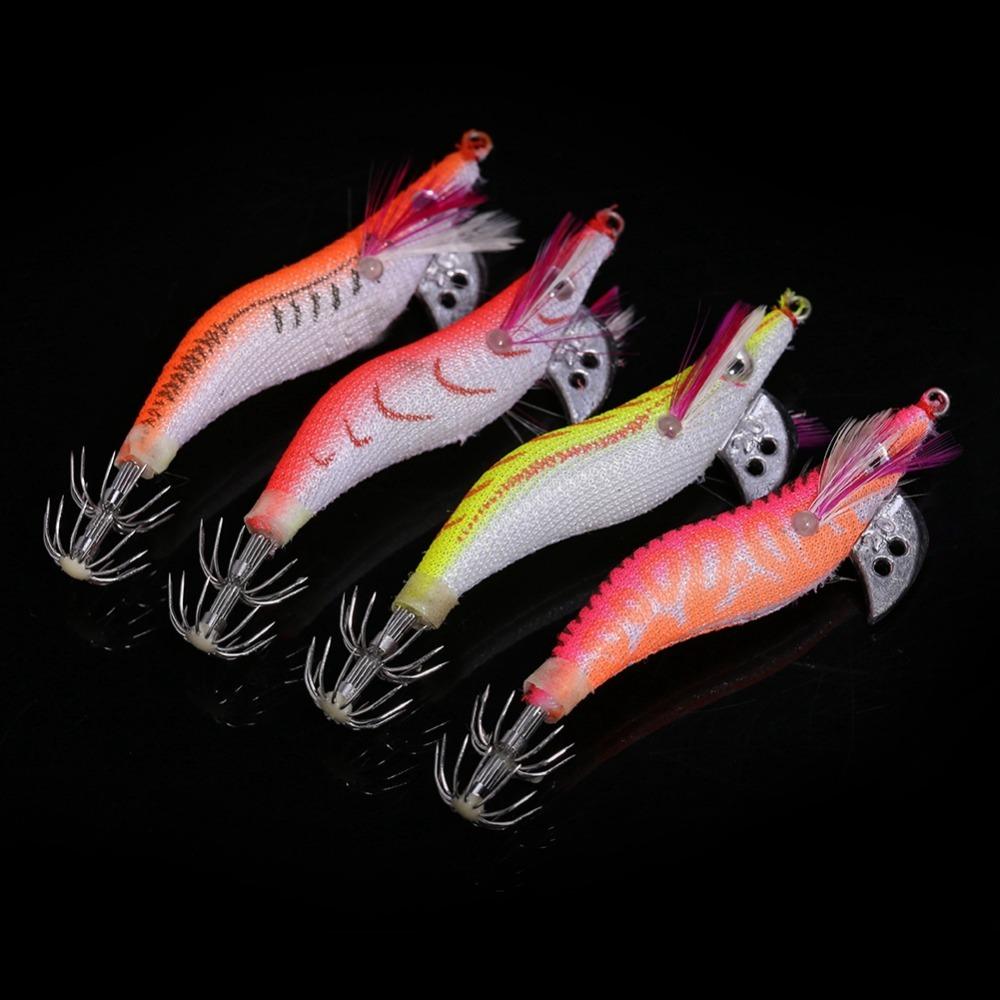 4Pcs Glow Shrimp Jig Multicolor Fishing Lures Durable Luminous Bait  Dawn Fishing